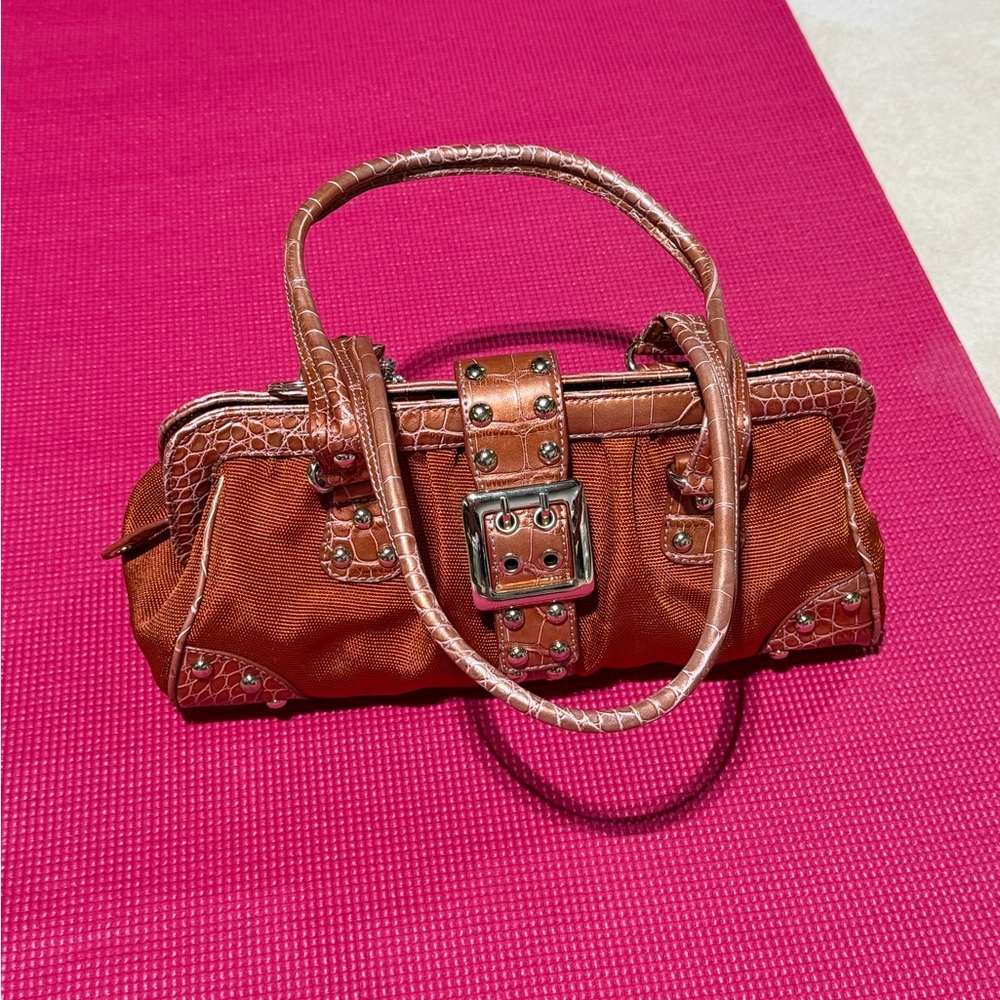 Kathy Van Zeeland Rust Brown Studded Satchel